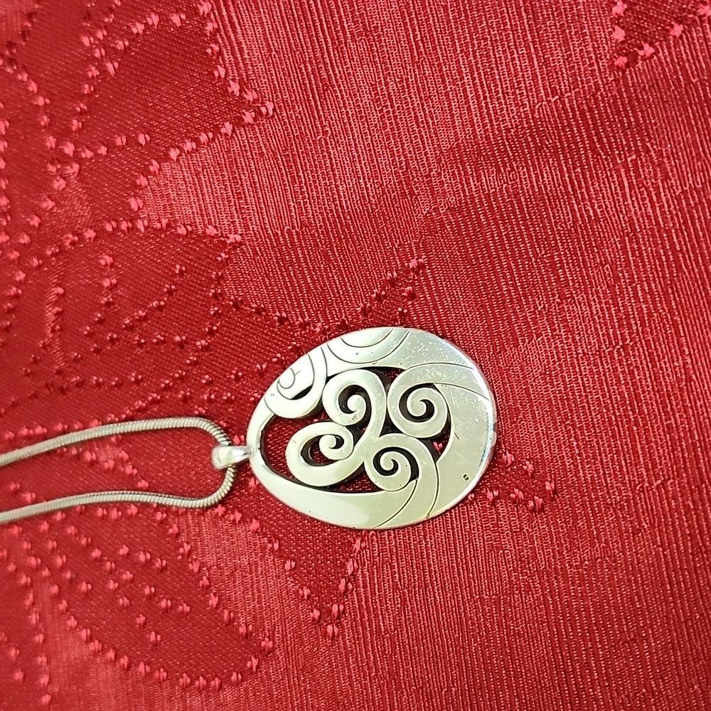 Brighton Artsy Silver Scrollwork Design Pendant Necklace